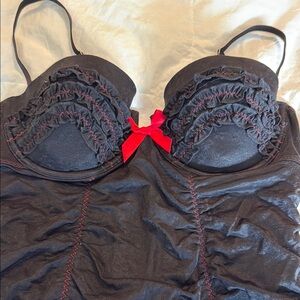 Victoria's Secret Black and Red Lace Chemise